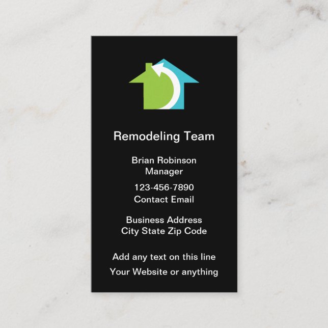 Home Remodeling Modern Business Cards (Front)