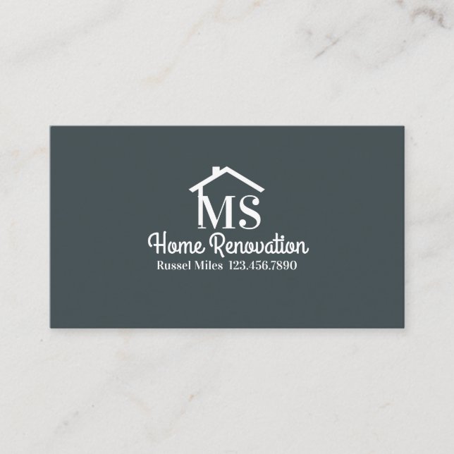 Home Remodeling, Renovation Business Card (Front)