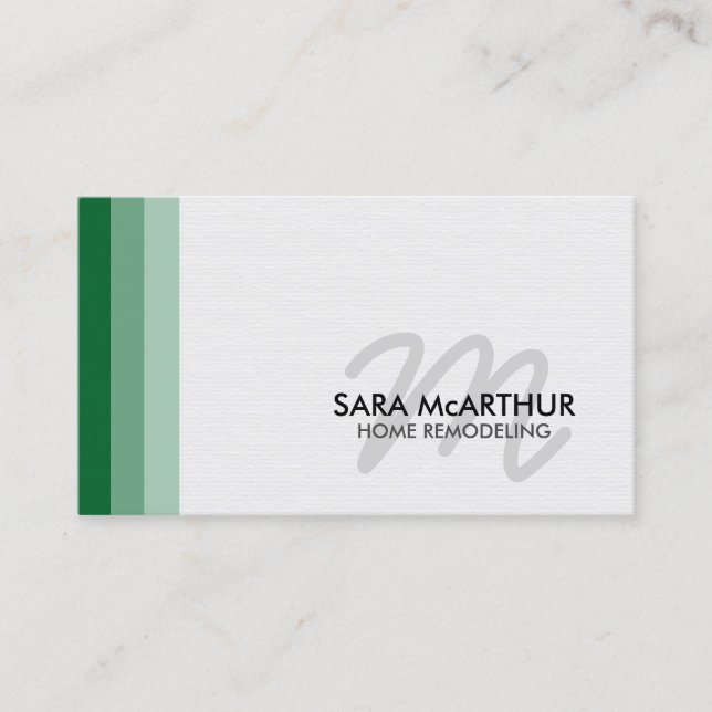 Home Remodeling Renovation Monogram Business Card (Front)