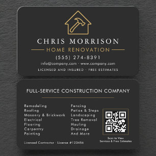 Home Renovation Repair QR Code Professional Business Card