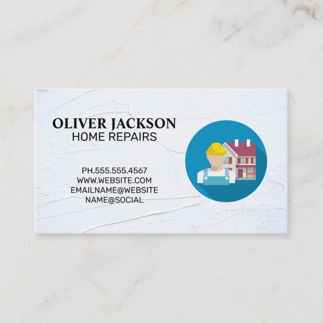 Home Repair |  Construction Worker Business Card (Front)