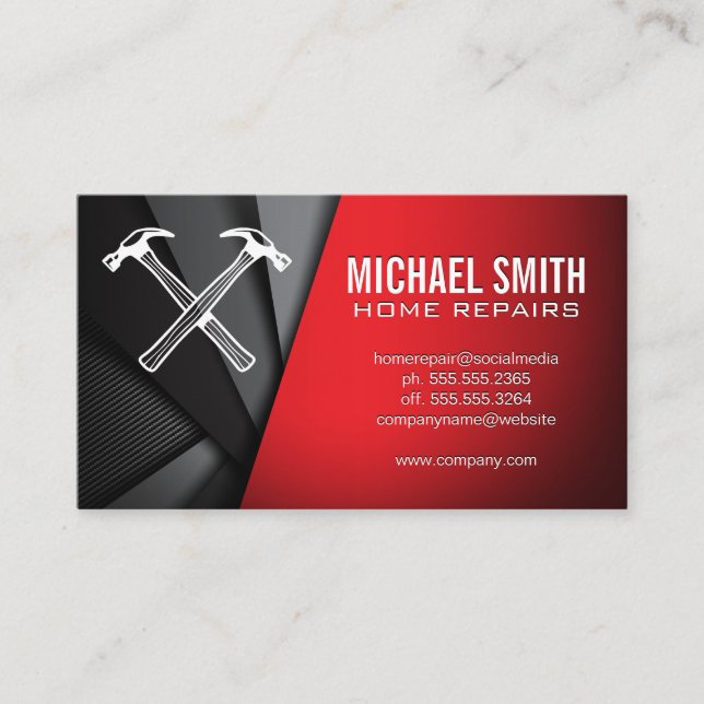 Home Repair | Hammers Icon | Abstract Panels Business Card (Front)