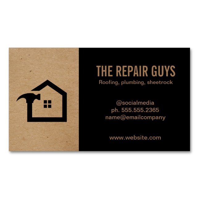 Home Repair | Handyman | Construction Magnetic Business Card (Front)