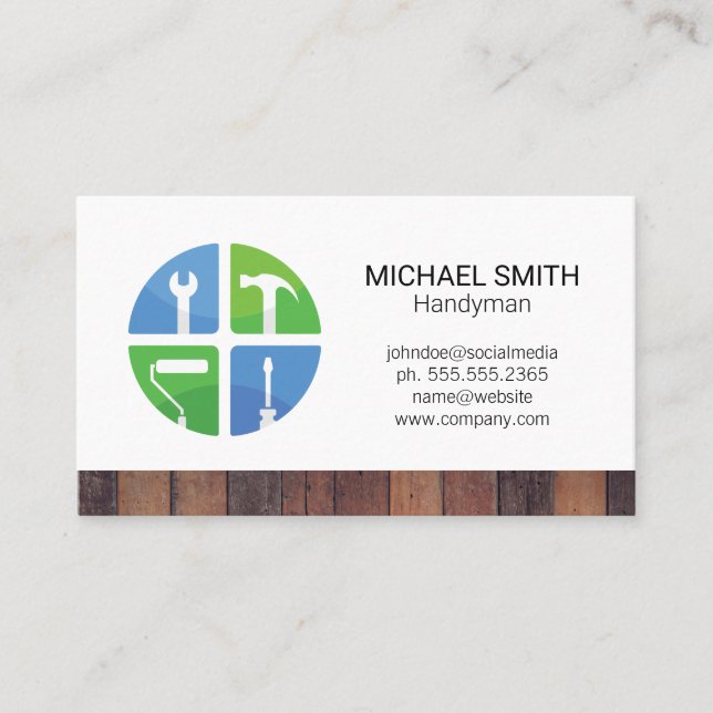Home Repair Icons | Handyman Renovations Business Card (Front)