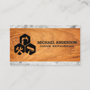 Home Repair Icons   Wood Marble Business Card