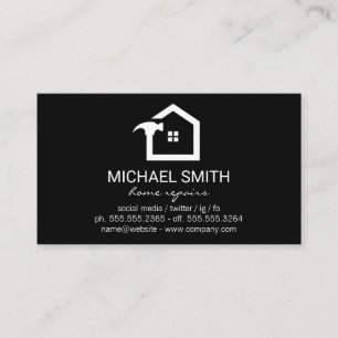 Home Repair Logo Icon   Black Background Business Card