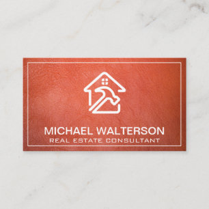 Home Repair Logo Leather Texture Business Card