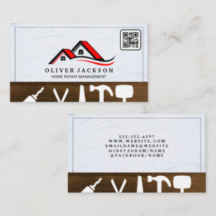 Home Repair Realtor Rooftop QR Code Business Card