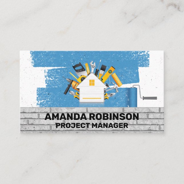 Home Repair | Tools | Paint | Brick Wall Business Card (Front)