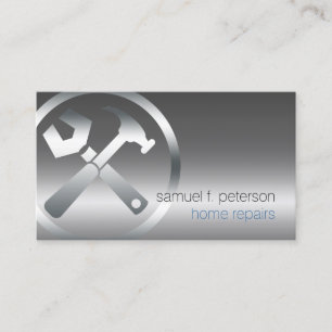 Home Repairs Bold Chrome Repair Tools Icon Silver Business Card