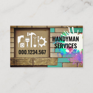 Home Repairs Brick Wall Paint Splatter Business Card