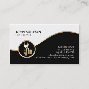 Home Repairs Handyman Faux Gold Wrench Icon Busine Business Card