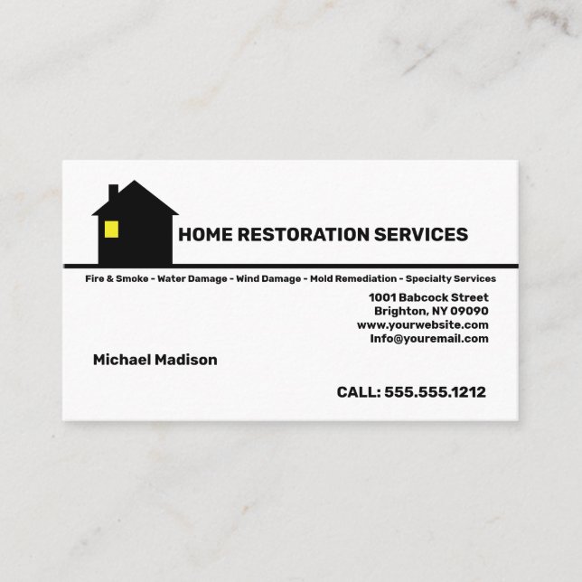 Home Restoration Services Business Card (Front)