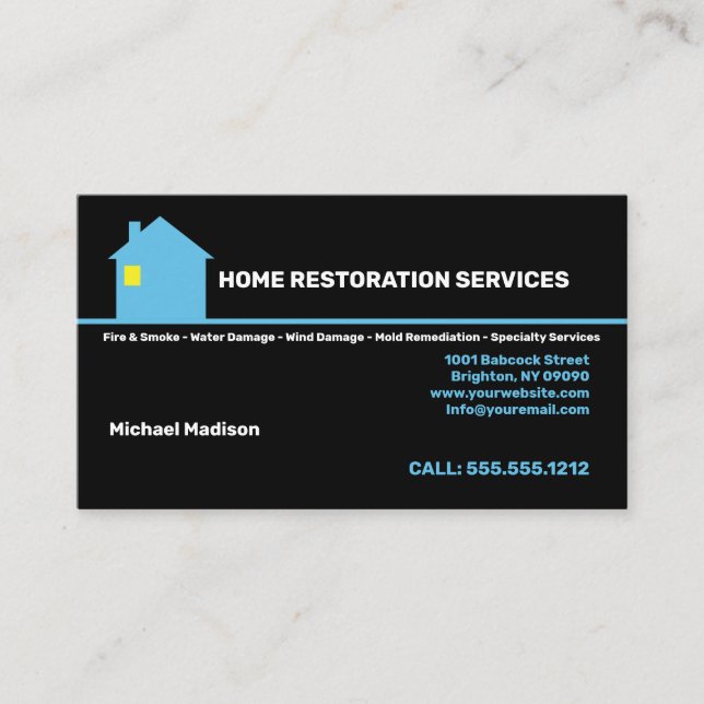 Home Restoration Services Business Card (Front)
