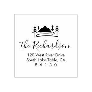 Home Return Address, Mountain Outdoor Theme Rubber Stamp