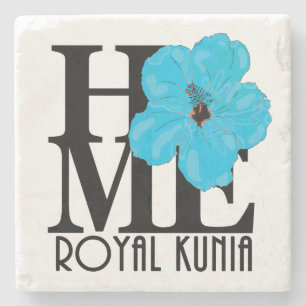 HOME Royal Kunia Blue Hibiscus Stone Coaster
