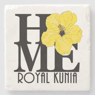 HOME Royal Kunia Yellow Hibiscus Stone Coaster