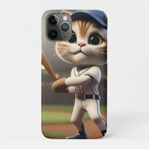 Home Run Hitter: The 3D Baseball Cat Takes a Swing iPhone 11 Pro Case