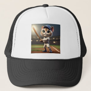 Home Run Hitter: The 3D Baseball Cat Takes a Swing Trucker Hat