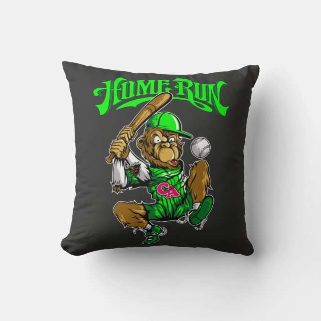 Home Run Monkey Baseball Cushion (Front)