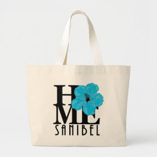 HOME Sanibel Blue Hibiscus Large Tote Bag