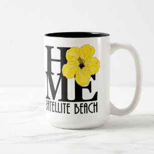 HOME Satellite Beach Yellow Hibiscus15oz Two-Tone Coffee Mug