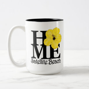 HOME Satellite Beach Yellow Hibiscus 15oz Two-Tone Coffee Mug