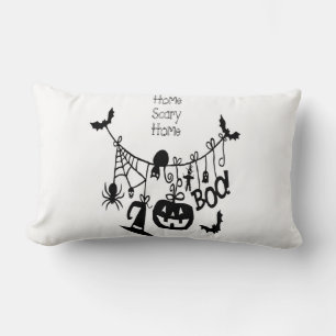 Home Scary Home Bats Pumpkin, Black Cat, Voodoo Lumbar Cushion