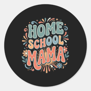 Home School Mama Boho Rainbow With Heart Classic Round Sticker