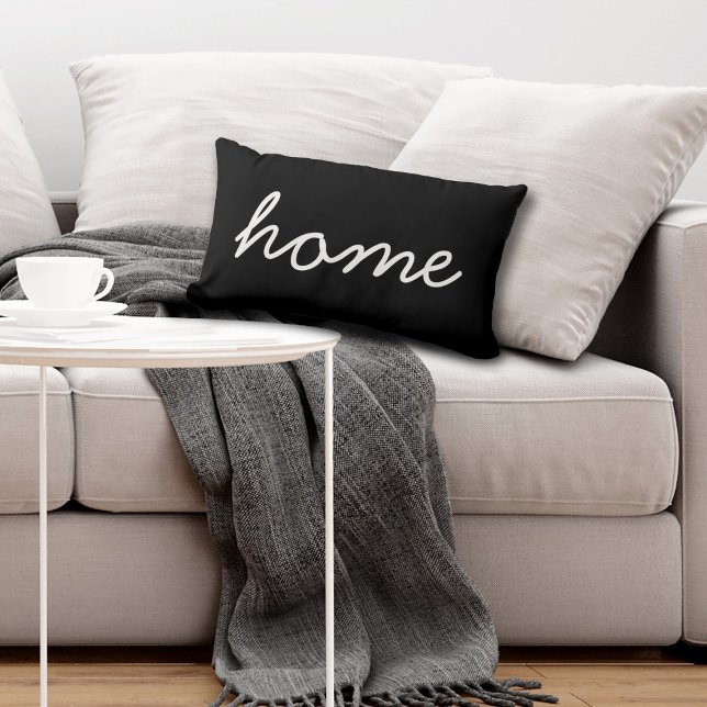 Home Script Modern Typography Black And White  Lumbar Cushion (Creator Uploaded)