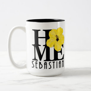 HOME Sebastian Florida 15oz yellow hibiscus Two-Tone Coffee Mug
