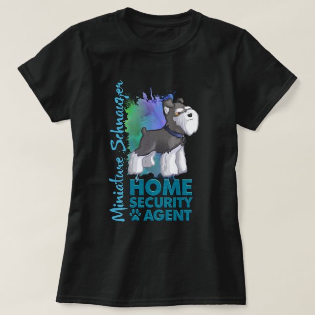 Home Security | Salt n Pepper Miniature Schnauzer T-Shirt (Design Front)