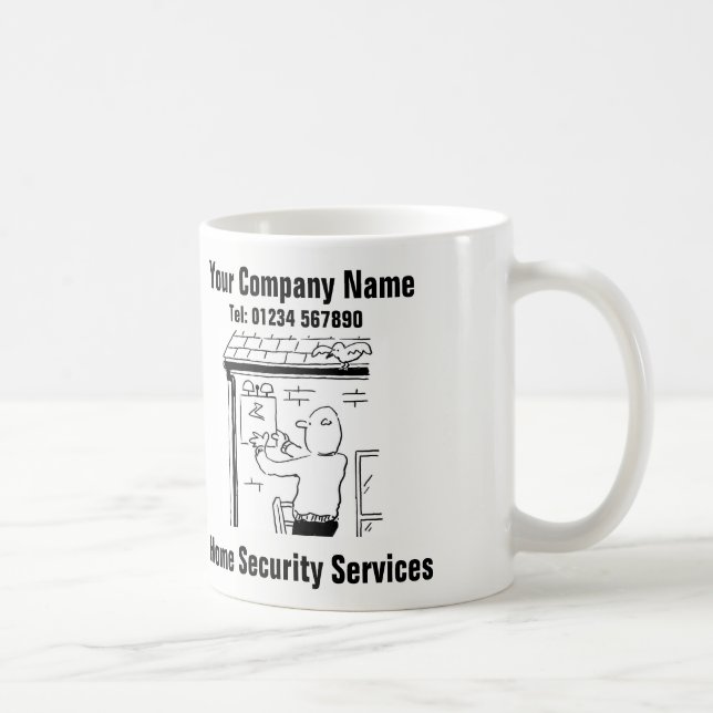 Home Security Services Cartoon Coffee Mug (Right)