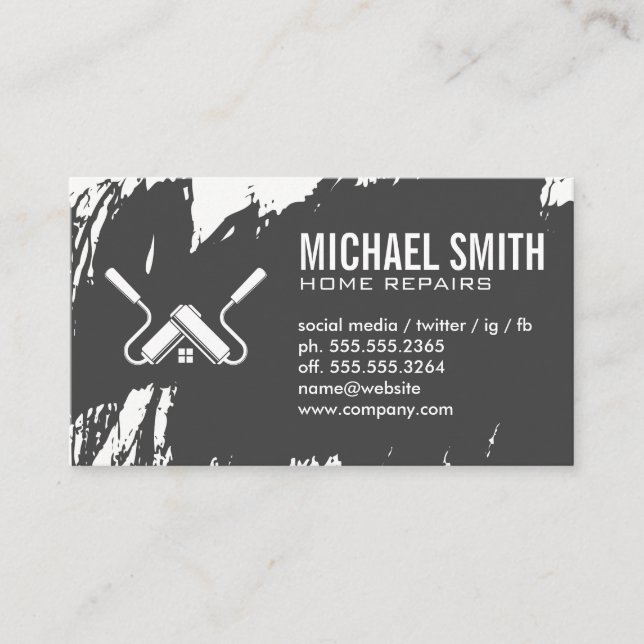 Home Services Repair | Paint Rollers Business Card (Front)
