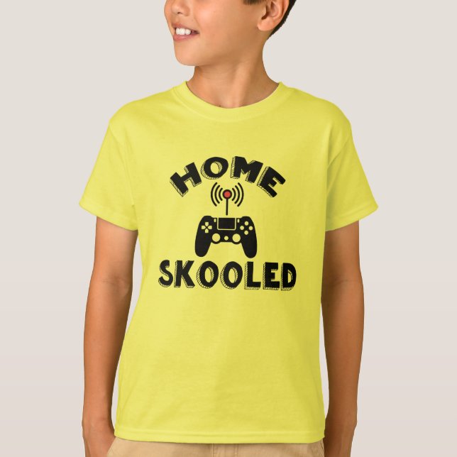 Home Skooled Gamer Tee - Funny Homeschool Shirt (Front)