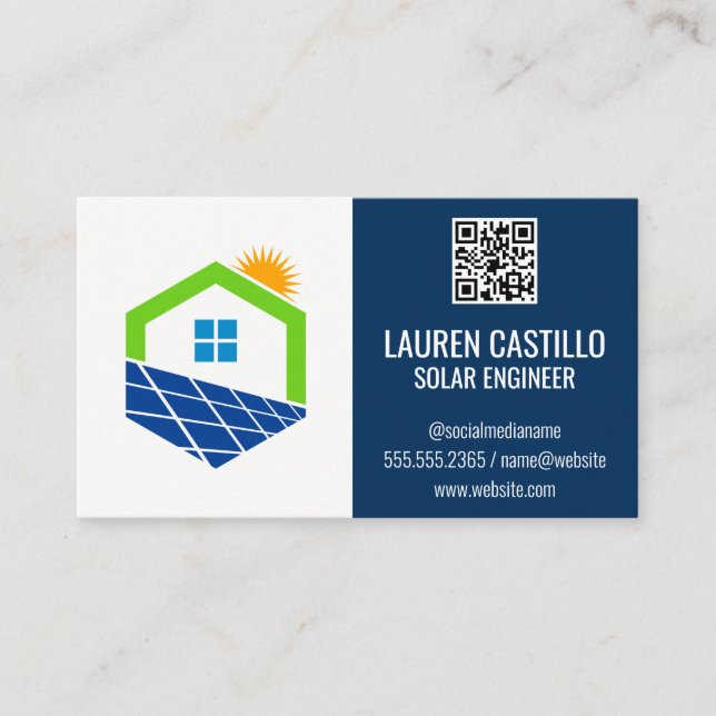 Home Solar Logo | QR Scan Code Business Card (Front)