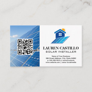 Home Solar Panel Logo QR Business Card