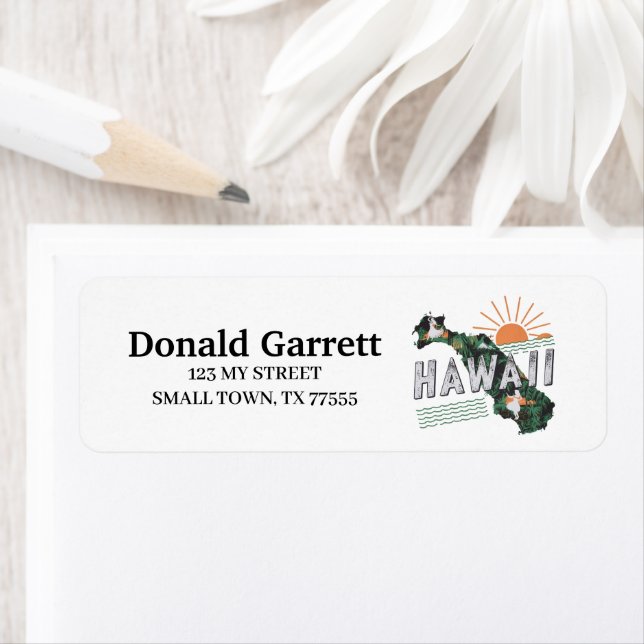 Home State Hawaii Retro Colour Address Return Address Label (Insitu)