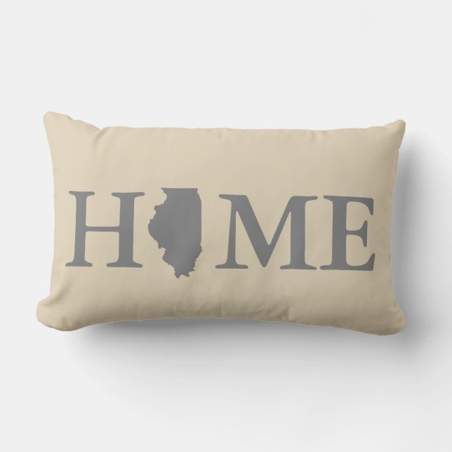 Home State Illinois Grey & Cream Lumbar Cushion (Front)