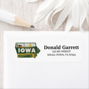 Home State Iowa Retro Colour Address Return Address Label