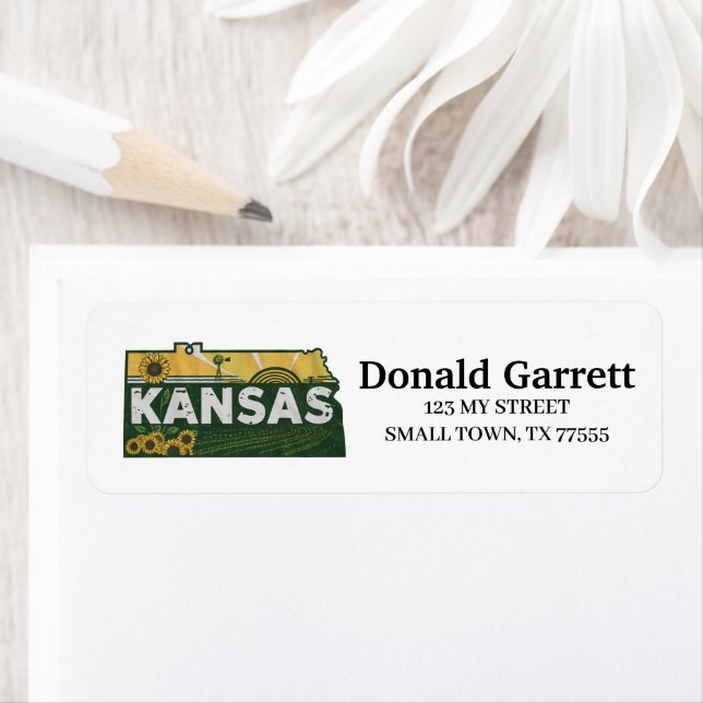 Home State Kansas Retro Colour Address Return Address Label (Insitu)