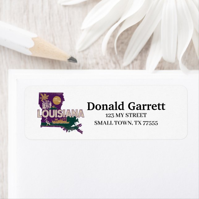 Home State Louisiana Retro Colour Address Return Address Label (Insitu)