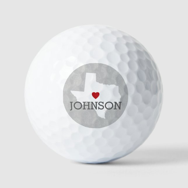 Home State Map Art - Custom Name Texas Golf Balls (Front)