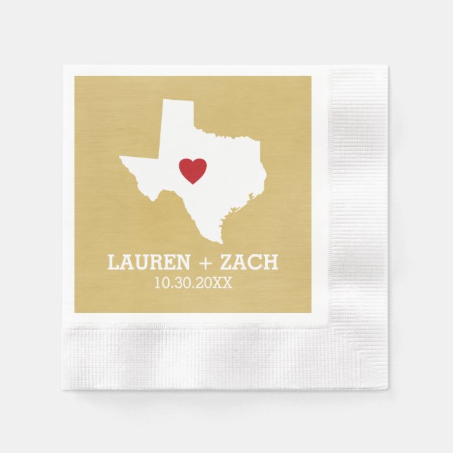Home State Map Art - Custom Texas Napkin (Front)