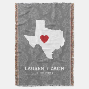 Home State Map Art - Custom Wedding Texas Throw Blanket