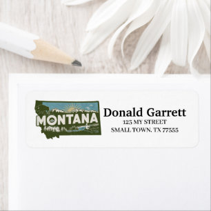 Home State Montana Retro Colour Address Return Address Label