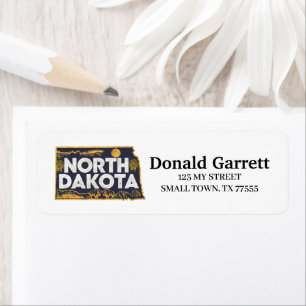 Home State North Dakota Retro Colour Address Return Address Label