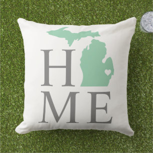 Home State of Michigan Green City Heart Cushion
