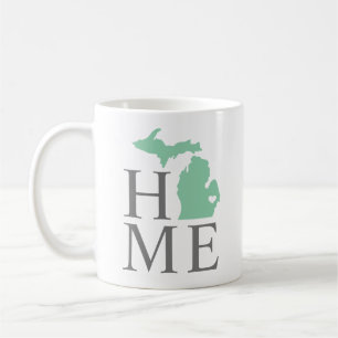 Home State of Michigan Mint Green City Heart Coffee Mug