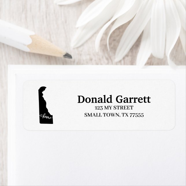 Home State Outline Heart Delaware Address Return Address Label (Insitu)